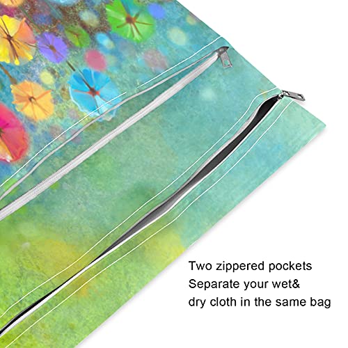 Xigua akvarelska maslačka maslačka cvjetna vlažna suha torba 2 komada, vodootporna pelena za višekratnu upotrebu za pohranu torba