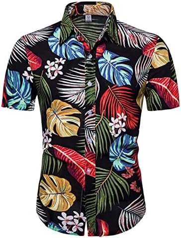 Zdfer Havajska majica za muškarce cvjetno tiskovsko dugme dolje majice s kratkim rukavima Redovna fit Summer Beach Raširena košulja