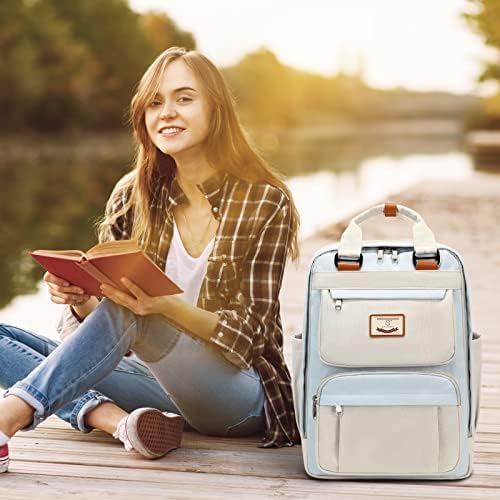 Myhozee ruksaci za Laptop, kvadratni ruksaci od 15,6 inča estetske školske torbe za knjige za žene Travel Daypack