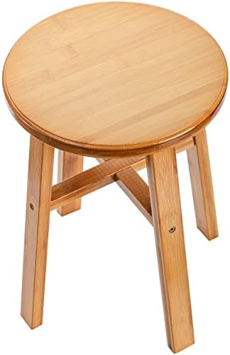 Yesland mala drvena stolica-okrugla bambusova stolica za tuširanje od 9,5 inča - mala kratka stolica protiv klizanja za djecu, odrasle,