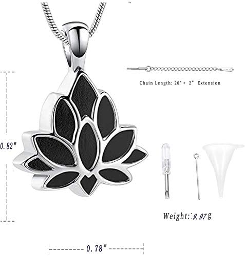 Mingekejw Lotus urn ogrlice za pepeo za ljudski kremiranje nakit za pepeo od nehrđajućeg čelika URN čuva spomen obilježje nakita