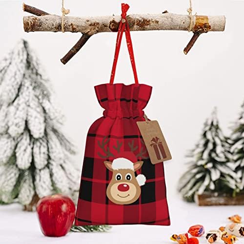 BWIDRMU božićne torbe s crtežom, božićne vreće od jute, 8,3 x 11,8 masa poklon torbe, male poklon vrećice Bulk Jute Burlap torbe za