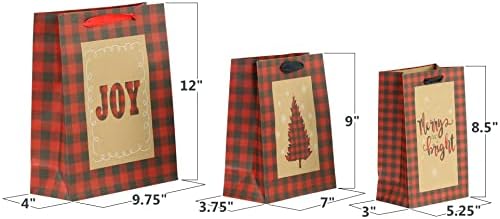 Iconikal božićne kraft poklon torbe, bivolo, 24-paket