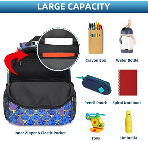 VBFOFBV putni ruksak, backpack laptop za žene muškarci, modni ruksak, sirena plave vage zlatno moderno