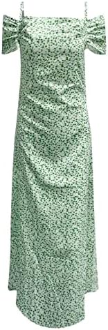 pimelu ženske ljetne špagete trake kratki rukav seksi Casual štampanje duga haljina bez leđa tanka duga haljina