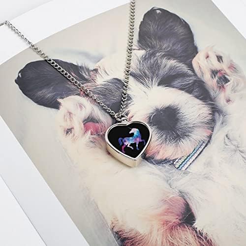 Galaxy Unicorn Pet srce urna ogrlica Print spomen nakit pet kremiranje privjesak za pepeo psa mačke