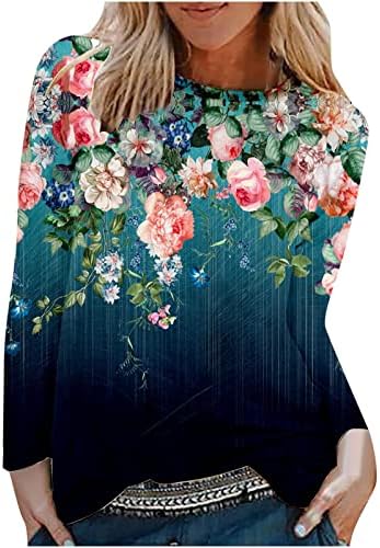 Ženske dukseve sa Crewneck-om u trendu Prenizovane jesenske dukserice labave Casual duge rukave cvjetno štampani pulover vrhovi