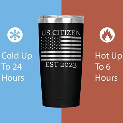 Novi pokloni američkih državljana / 20oz Steel Travel Tumbler za kafu ili hladna pića / američka zastava državljanstvo Čestitam šolja