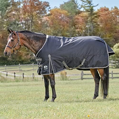 SmartPak Deluxe 1200D izlaznost konja pokrivač sa zemljom Prijateljski tkanine-72-srednje-Crna w / siva Trim & Bijele cijevi