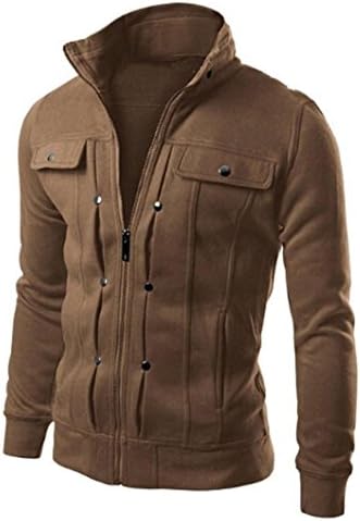 Wenkomg1 muška udobna jakna sa džepnim V-izrezom opružnim kaputom običan-montiransku odjeću s dugim rukavom od lagane odjeće