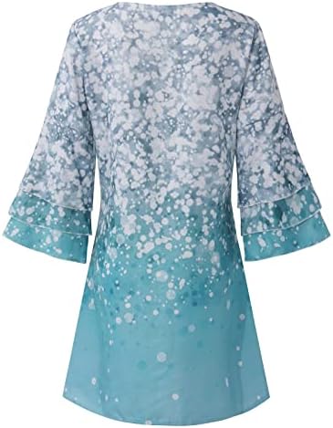 Ležerne haljine za žene, 2023. ženski proljetni modni temperament Elegantni svježi ispisani ruffle v izrez 3/4 rukava mini haljina