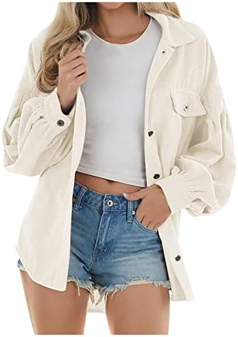 Školske zimske kapute žene vintage dugih rukava otvorene rever tople jakne sa džepovima Comfort Corduroy Solid
