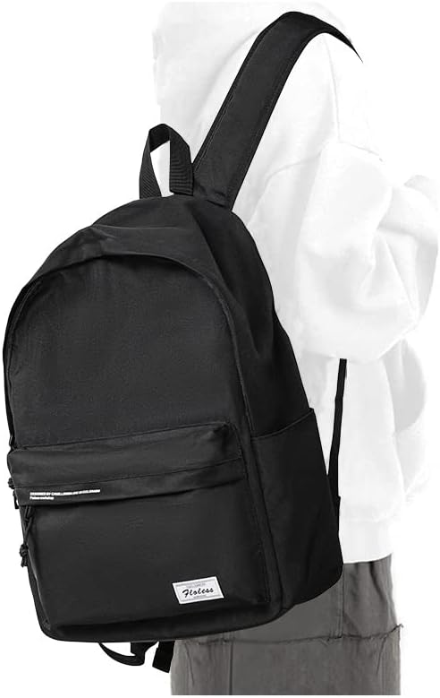 Jednostavan klasični osnovni crni ruksak za tinejdžere, lagani visoki koledž, 15-inčni ruksaci za prijenosnih računala, vodootporan