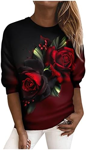 Nokmopo božićni džemperi za žene Ženska modna casual dugih rukava Print okrugli vrat Pulover dukseri vrhunska bluza