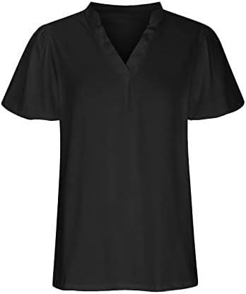 Ljetni vrhovi za ženske casual dressy bluze u boji kratki rukav V izrez slobodni kombinirani majice