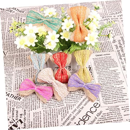 BESSPRMBLE 6pcs Božićni dekor Dekorativni jute Bowknot čipka Jute Bowknot čipka Burlap Bowknot Bowe kravata ukrasite bijeli burlap