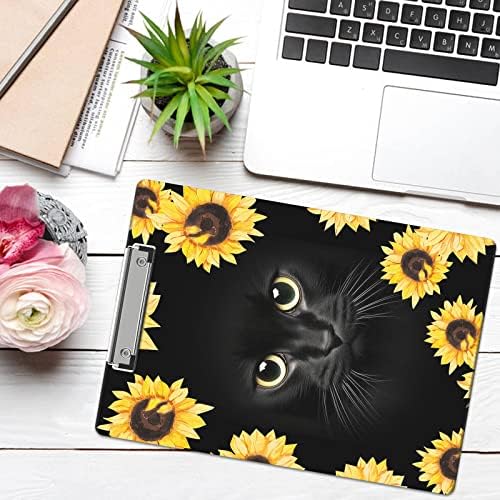 Clipboards Cute Sunflower Cat uzorak dizajn ploča za kopče 9 x 12,5 inča sa metalnom kopčom niskog profila, međuspremnik za učenike,