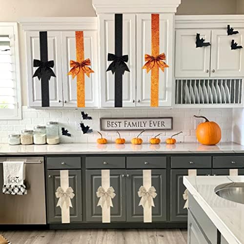 EZ kuhinja 6 kom ormarića vrata i lukovi, ukras za halloween, dekoracija berbe, vrpca za blještavicu, sjajni ormar Bow, blistavi crno-narančasti