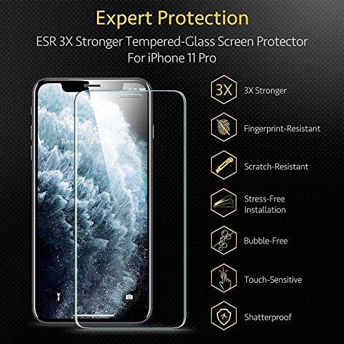 ESR kaljeno staklo zaštitnik ekrana kompatibilan sa iPhone 11 Pro/iPhone XS/iPhone X, okvir za jednostavnu instalaciju, futrola, Premium