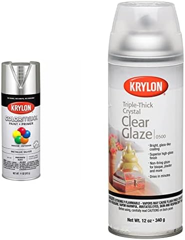 Krylon K05590007 ColorMaxx Sprej boja i temeljni premaz za unutarnju / vanjsku upotrebu, Metalik srebrni i I00500A00 12-unci trostruki