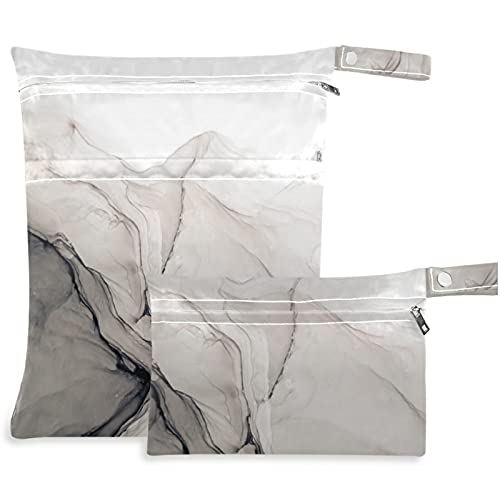Visitunny tinta sažetak sive boje 2pcs mokra torba sa džepovima sa zatvaračima koji se može zamijeniti soba za višekratnu upotrebu