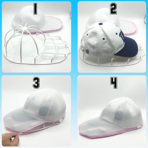 KISYONGUS Mašina za pranje šešira za veš mašinu, 3 paketa čistača šešira za bejzbol kape, kese za pranje veša sa stalkom za šešire