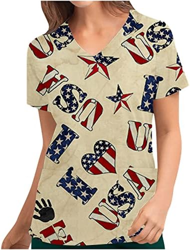 Bluza za djevojčice kratki rukav V vrat grafički zvjezdani srčani kancelarijski piling uniforma bluza Tee za žene ljetna jesen XX