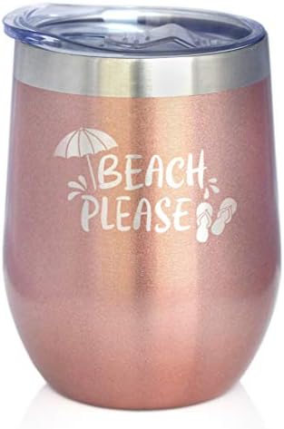Plaža Molimo - putna čaša za vino sa kliznim poklopcem - izolovana čaša od nerđajućeg čelika-slatki smešni poklon za kampovanje na
