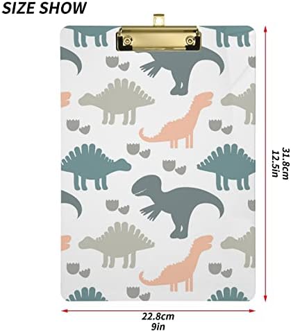 Dinosaurs Kids Plastic Clipboards with Metal Clip Letter Size Clipboard Low Profile Clip Boards for Classroom Kids Nursing Supplies
