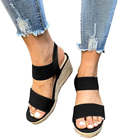 TOTGO modni ženski klinovi sandale Otvoreni prst Udobni čvrsti luk potporni sandale potpetice Dressy ljetni casual