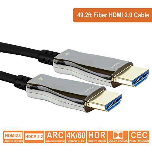J-Tech Digital HDMI 2.0 aktivni optički kabl od vlakana 18Gbps 49,2 stopa | 4k 60Hz 4: 4: 4 HDR10 HDCP 2.2 Jedinstvenik [JTECH-FCAB154K]