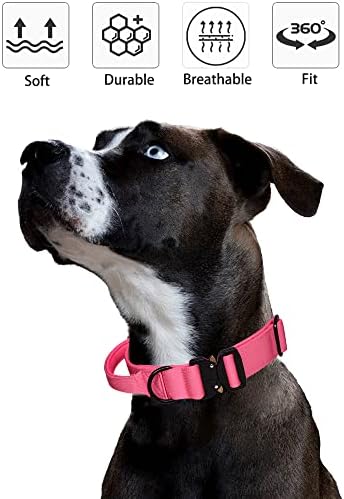 Aecllcea taktička ogrlica za pse za srednje velike pse, ogrlice za teške uslove rada sa ručkom, metalna kopča ovratnik za obuku pasa,