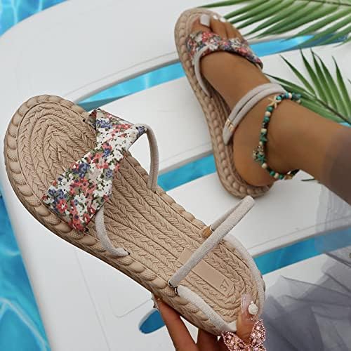 Wasserce Slatko ljeto na klizanju otvorenog ravnog cvijeća Ženska print plaža Komforni papuče Udomiljene sandale za prozračne cipele