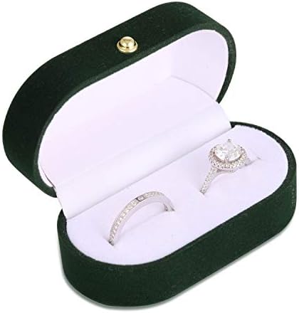FM FM42 Vintage zeleni baršunasti prsten držač kutija za nakit vitrina za 2 prstena vjenčanje angažman JB1007