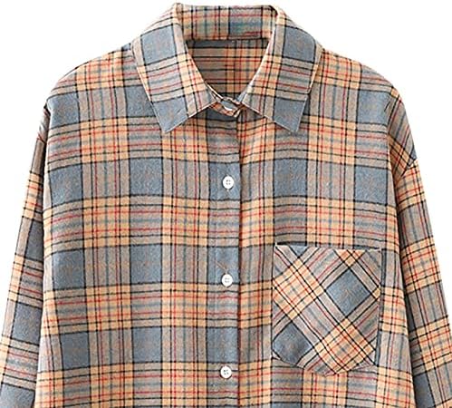 Desabliable Flannel plairani majice, dugulja s dugim rukavima prema dolje kardiganski kaputi Ležerne džepove Jakna Owerwear