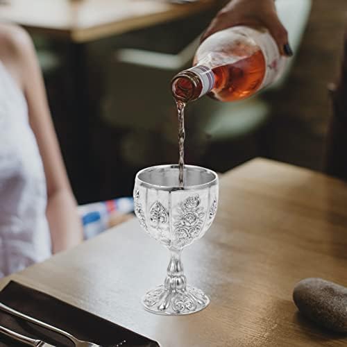 Didiseaon 30ml Mini Pehare Vintage metalna reljefna čaša za vino Retro pehari evropskog stila metalni stakleni pehari za vjenčanja,