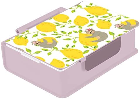 Alaza Sloth Yellow Floral Bento ručak BPA-Besplatan LEAK-otporni na ručak sa ručak sa vilicom i kašikom, 1 komad