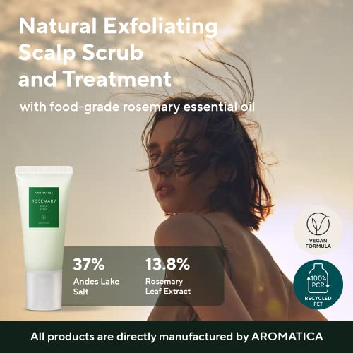 AROMATICA Rosemary Scrub Scrub 5.82 oz / 165g, Poklon Set, bez sulfata, bez silikona, veganski, čišćenje vlasišta granulama soli,