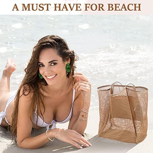 Karenhi ljetna torba na plaži mrežasta torba za žene djevojke odjeća za odmor na plaži s naušnicama od ratana Boho Surfer narukvice