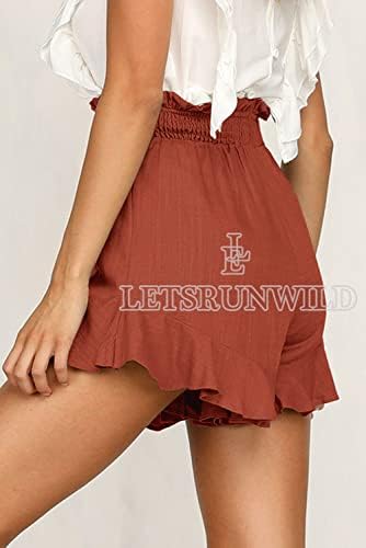 Letsrunwild Ženska mini suknja Skort ruffle trendy plaža pamuk High Struk Flowy Shorts za ljeto