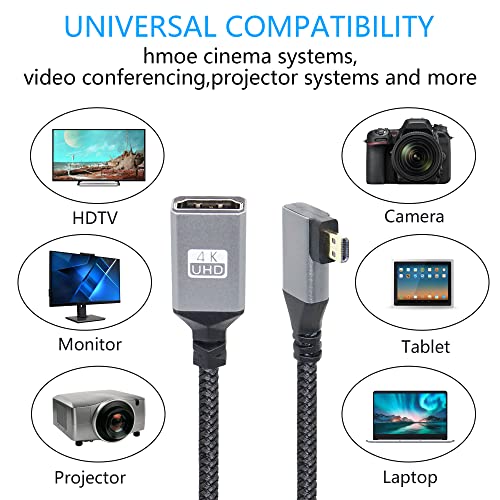 Rieiyoca 4K Micro HDMI kabel za HDMI, Micro HDMI muški do HDMI ženski aluminijski kratki najlonski pleteni kabel za pletenje, podrška 4K UHD, za laptop, projektor, TV, monitor, kamkorder