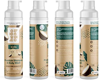 Zdravo Bello kremasti kokosov šampon & pranje tijela | bez suza, hipoalergeno, dermatolog & amp; pedijatar Testirano, Formula na biljnoj