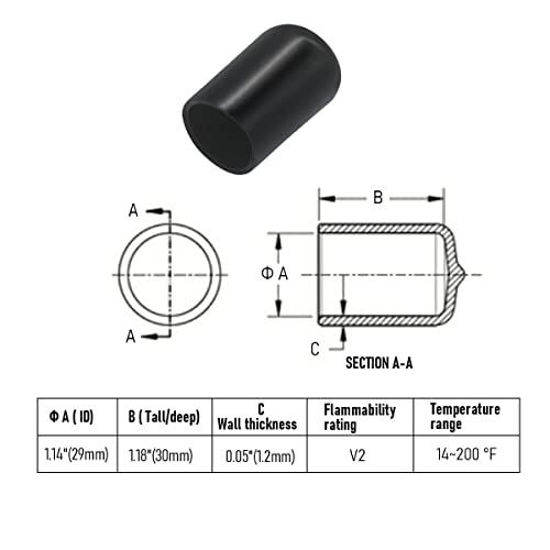 FOCMKEAS 10 kom okrugli gumeni završni poklopac, 1.14 ID vinil fleksibilni štitnici za navoje, završni poklopci za zavrtnje za metalne