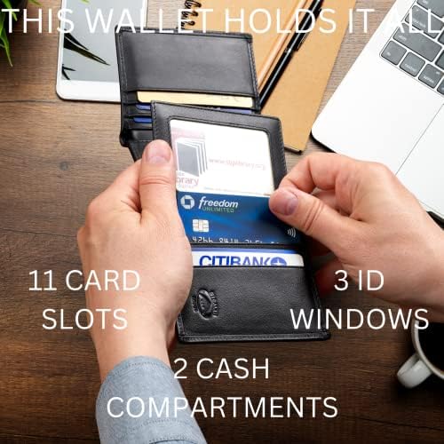Stealth Mode koža Trifold RFID novčanik za muškarce sa Flip Out ID držač