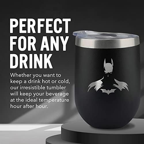 Batman flaša vode 12oz inox vino & pivo izolovana čaša sa poklopcem — velika Batman čaša za topla i hladna pića — Batman Comic kolekcionarstvo