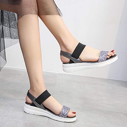 Wasserce Rhinestone čipke udružene sandale Ženske rimske usta modne sekvencene cipele Sandale Ribe Rhinestone niske pete ženske sandale