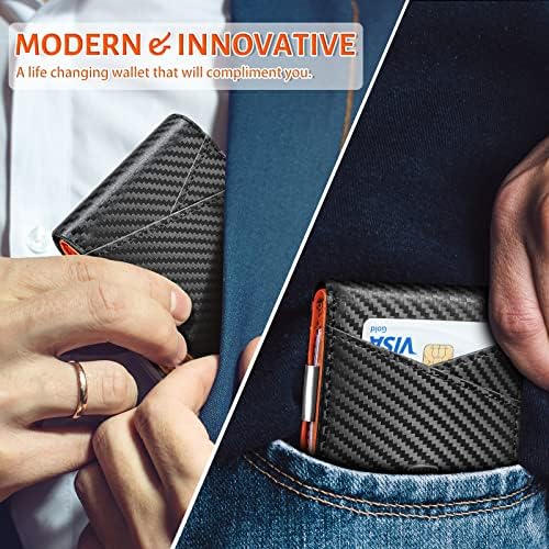 GSOIAX tanak kožni RFID bifold novčanik za muškarce sa kopčom za novac i 12 držača kreditnih kartica - minimalistički prednji džepni