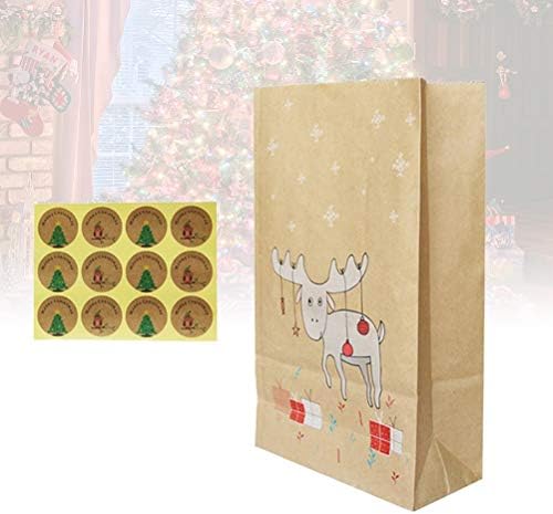 Doitool kese 12kom Kraft papirne pekarske kese Božić poklon bombone kese kese sa 12 zaptivnih nalepnica