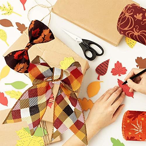 4 kom narandžaste i zlatne Gingham Buffalo Plaid Ribbon zahvalnosti jesen Wired Edge Ribbon Wrapping Wired Craft za odmor luk zanati